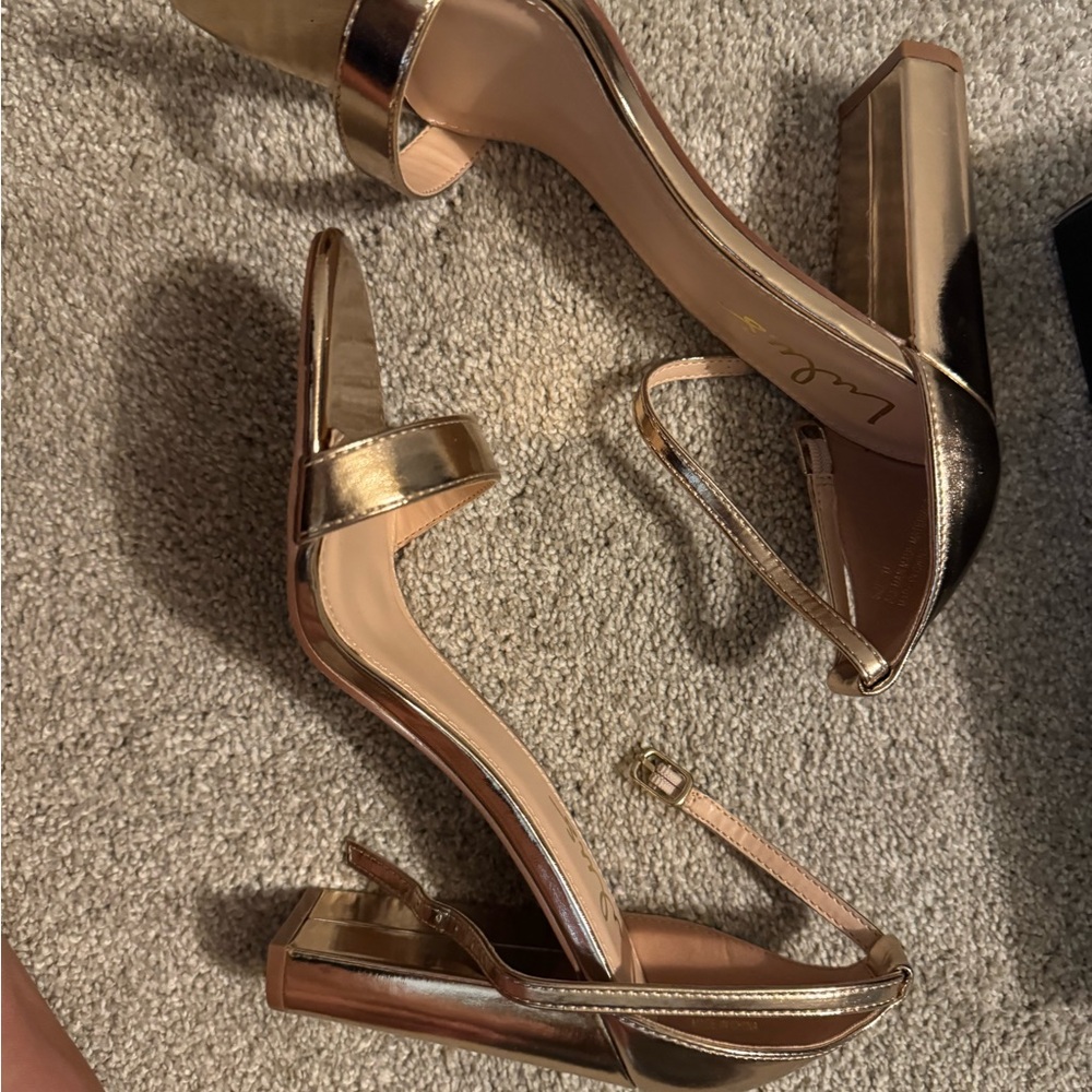 Elegant Gold Block Heel Sandals